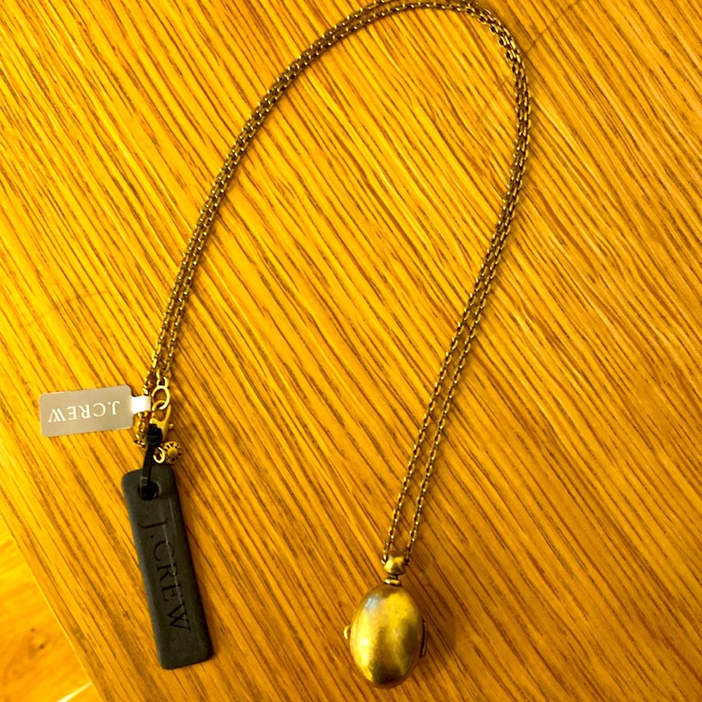 J. Crew NWT gold tone long chain locket